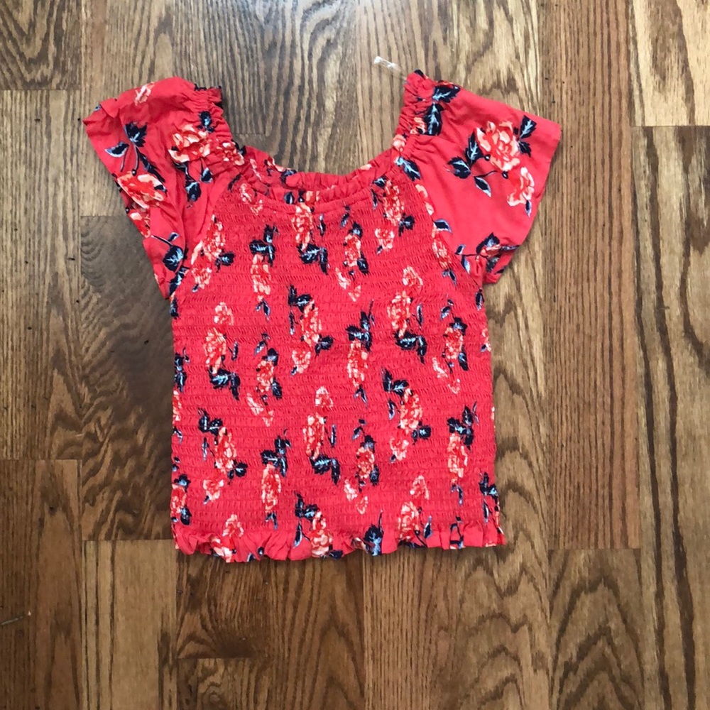 NWOT Justice Smocked Floral Top